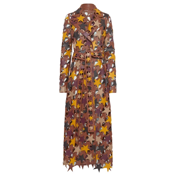 Gabriela Hearst Nuria Patchwork Stars Trench Coat In Multi Nappa Leather, view 6