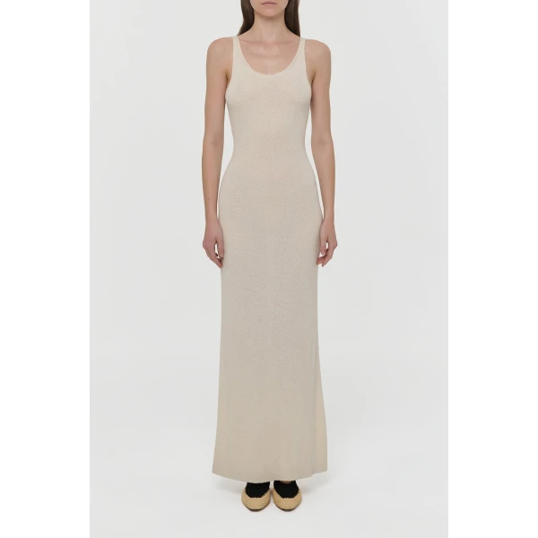Nyra Knit Maxi Dress in Off White Mulberry Silk