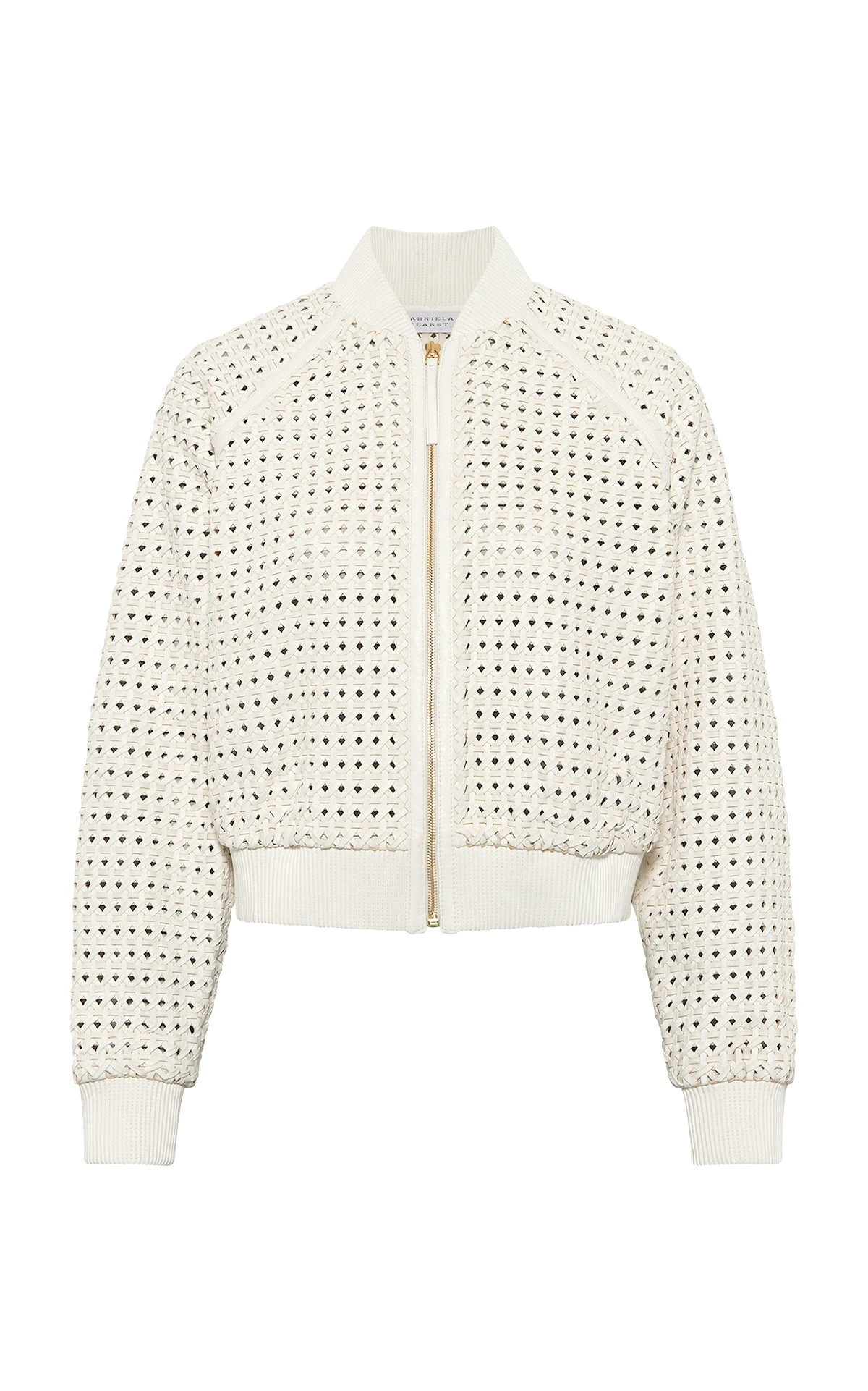 Gabriela Hearst Odin Bomber Jacket in White Woven Leather Gabriela Hearst