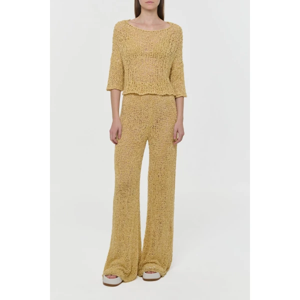 Gabriela Hearst Oriel Knit Pant in Hay Silk Cashmere Linen, view 4