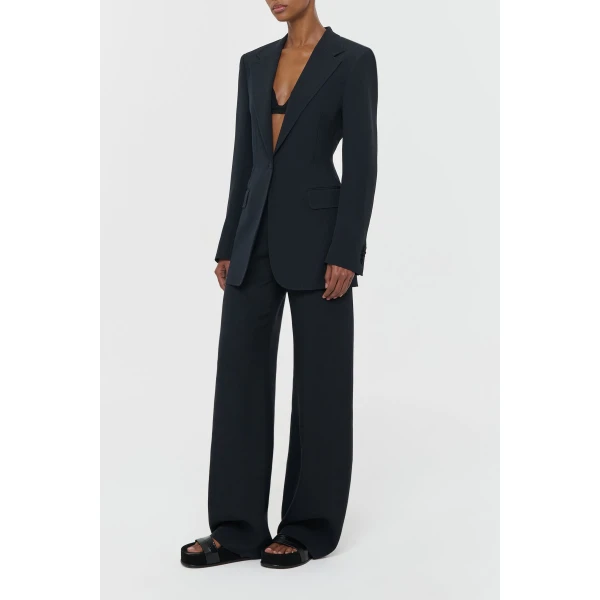 Orren Blazer in Black Silk Wool Cady