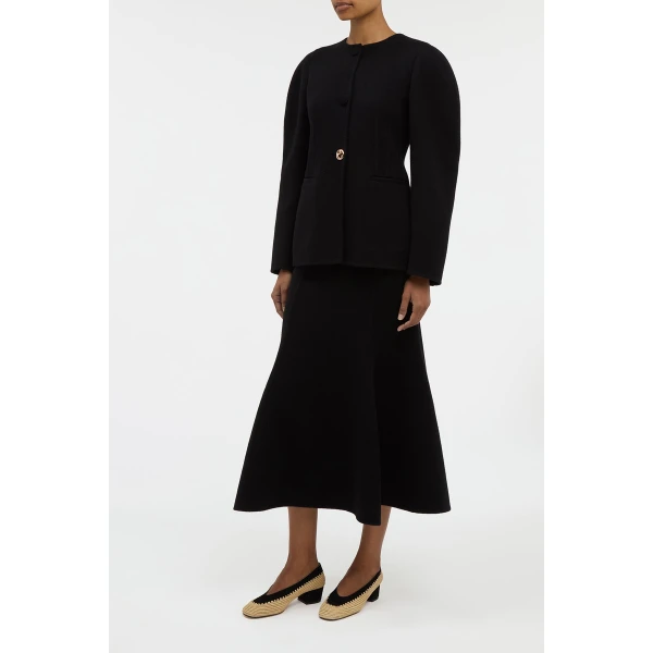 Patterson Midi Skirt in Black Double-face Recycled Cashmere