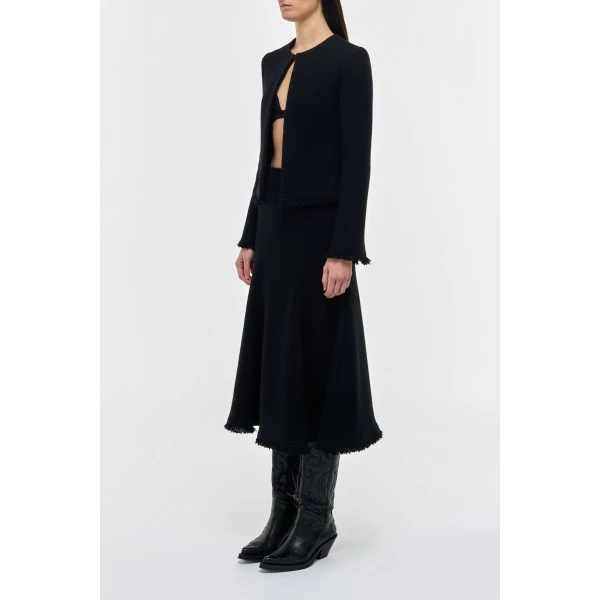 Patterson Midi Skirt in Black Virgin Wool Cashmere