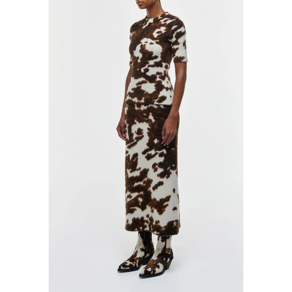 Phaedra Knit Maxi Skirt in Ivory Cognac Multi Cashmere