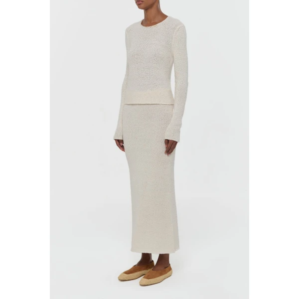 Praedics Knit Sweater in Off White Mulberry Silk