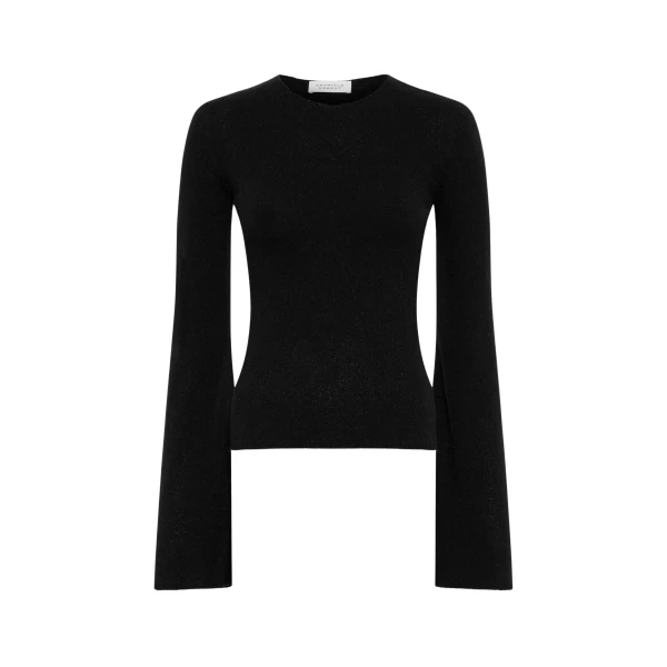 Gabriela Hearst Rafa Knit Top in Black Mulberry Silk