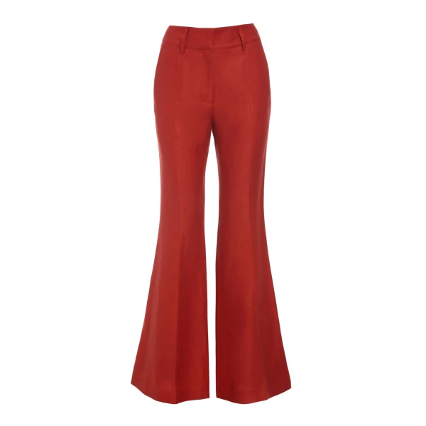 Gabriela Hearst Rhein Flare Pant in Antelope Orange Linen Twill