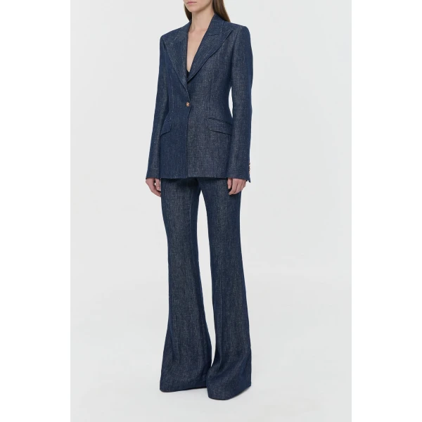 Rhein Flare Pant in Stone Washed Linen Denim