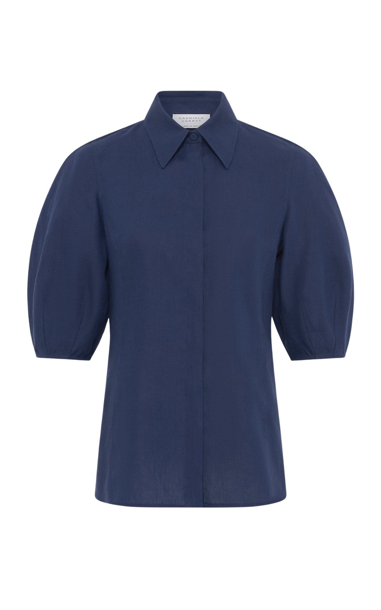 Gabriela Hearst Sansi Top in Electric Navy Aloe Linen