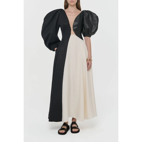 Black Linen Slub & Leather