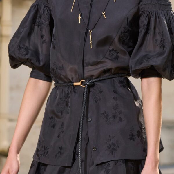 Sofia Mia's Flowers Blouse in Black Embroidered Silk Organza