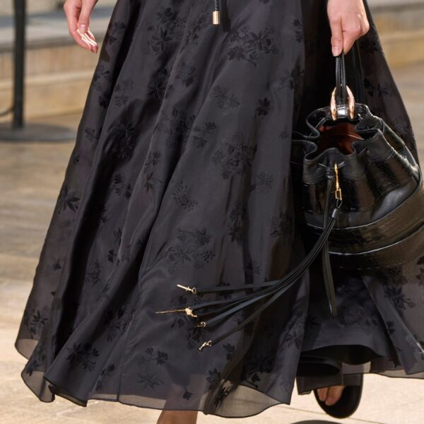 Sonya Mia's Flowers Maxi Skirt in Black Embroidered Silk Organza