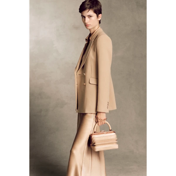 Gabriela Hearst Stephanie Blazer in Camel Virgin Wool Crepe, view 2