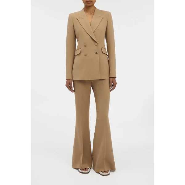 Stephanie Blazer in Camel Virgin Wool Crepe