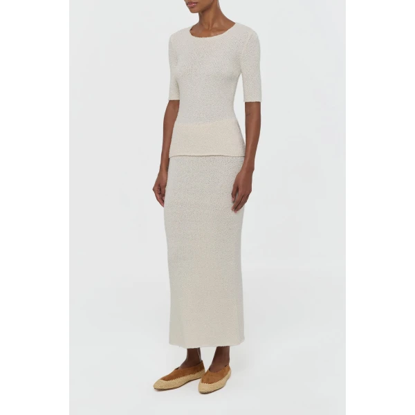 Terranova Knit Maxi Skirt in Off White Mulberry Silk
