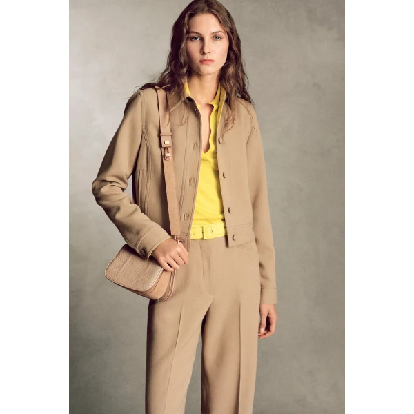 Gabriela Hearst Thereza Jacket in Camel & Citrine Virgin Wool Crepe, view 2