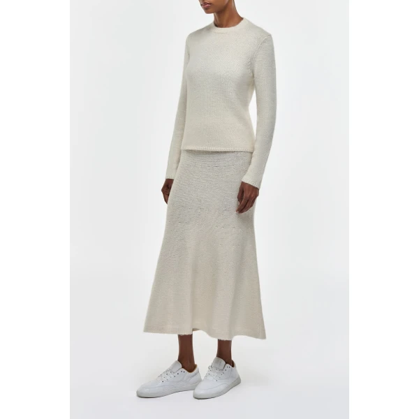 Titus Knit Sweater in Ivory Cashmere
