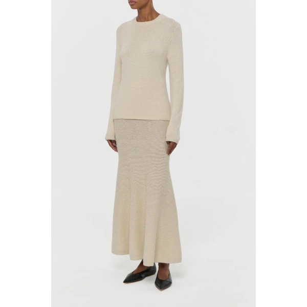 Titus Knit Sweater in Off White Cashmere