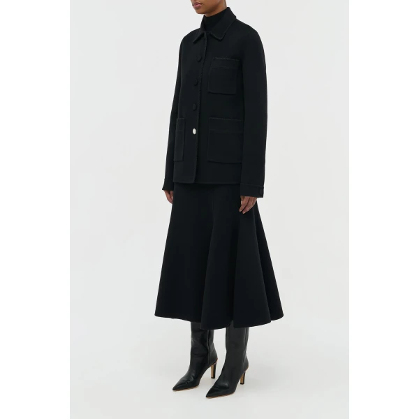 Ulu Chore Jacket in Black Double-face Recycled Cashmere