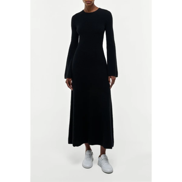 Uriel Knit Maxi Dress in Black Brushed Cashmere
