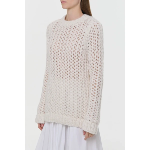 Veralune Knit Crewneck Sweater in Off White Welfat Cashmere