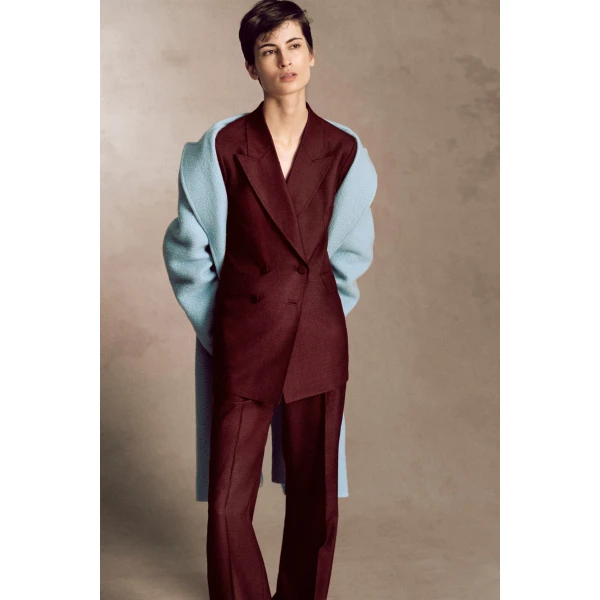 Gabriela Hearst Vesta Flare Pant in Bordeaux Wool Silk, view 2