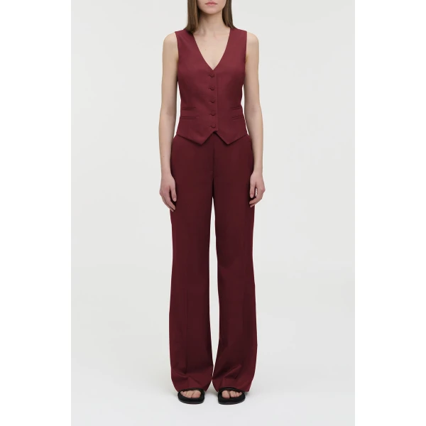 Vesta Flare Pant in Bordeaux Wool Silk