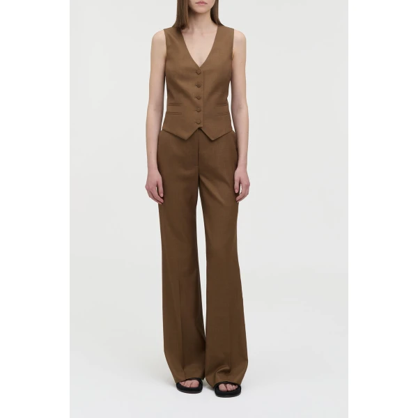 Vesta Flare Pant in Chestnut Wool Silk