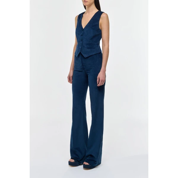 Vesta Flare Pant in Electric Navy Sea Island Cotton Corduroy
