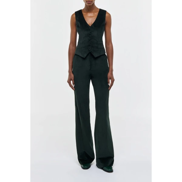 Vesta Flare Pant in English Green Sea Island Cotton Corduroy