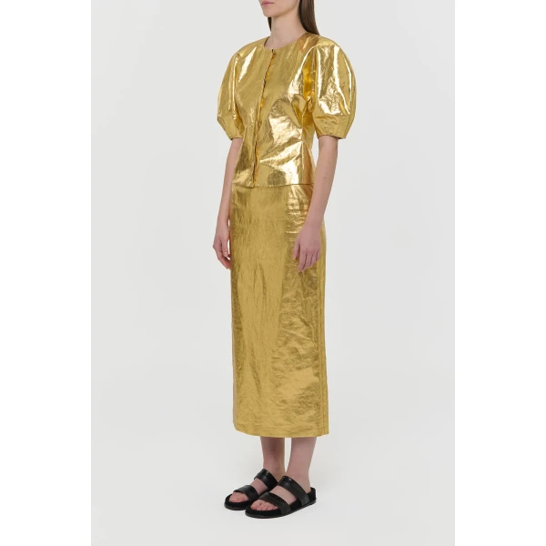 Waverly Top in Metallic Gold Linen Twill