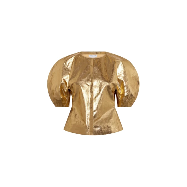 Gabriela Hearst Waverly Top in Metallic Gold Linen Twill