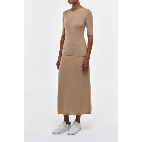 Xanthe Knit Top in Camel Brushed Cashmere