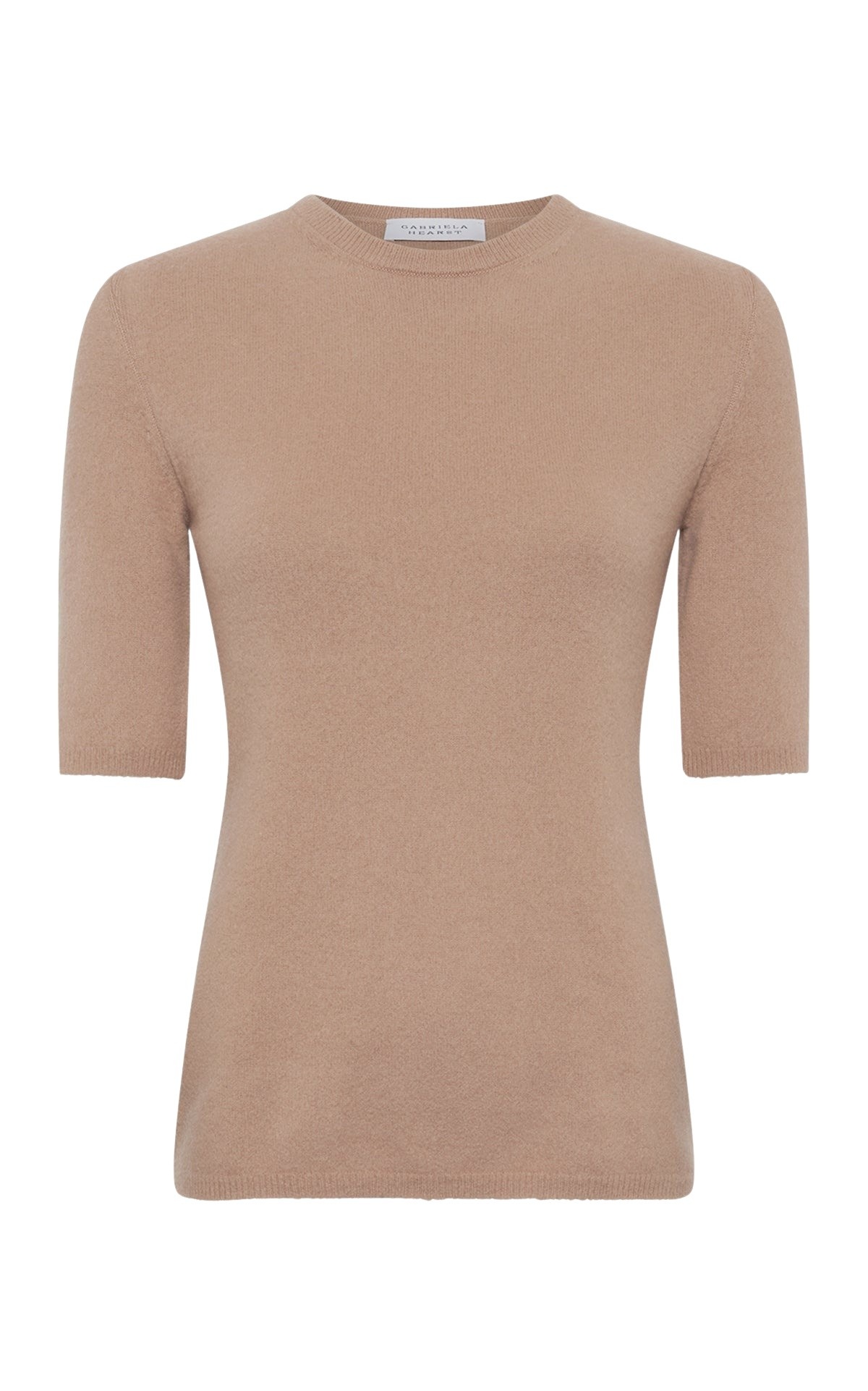 Gabriela Hearst Xanthe Knit Top in Camel Brushed Cashmere