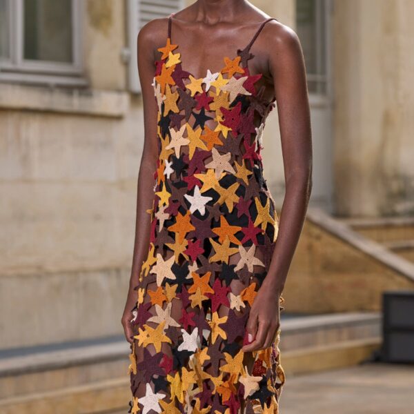 Yeshara Crochet Stars Maxi Slip Dress in Multi Cashmere