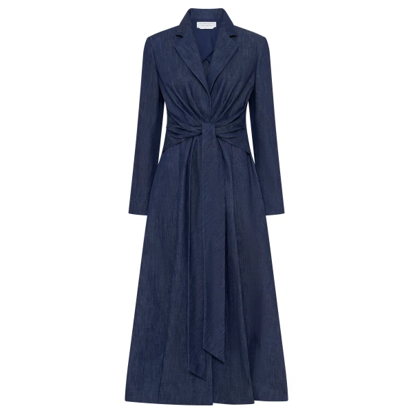 Gabriela Hearst Yunara Knotted Maxi Dress in Recycled Cotton Denim, view 6