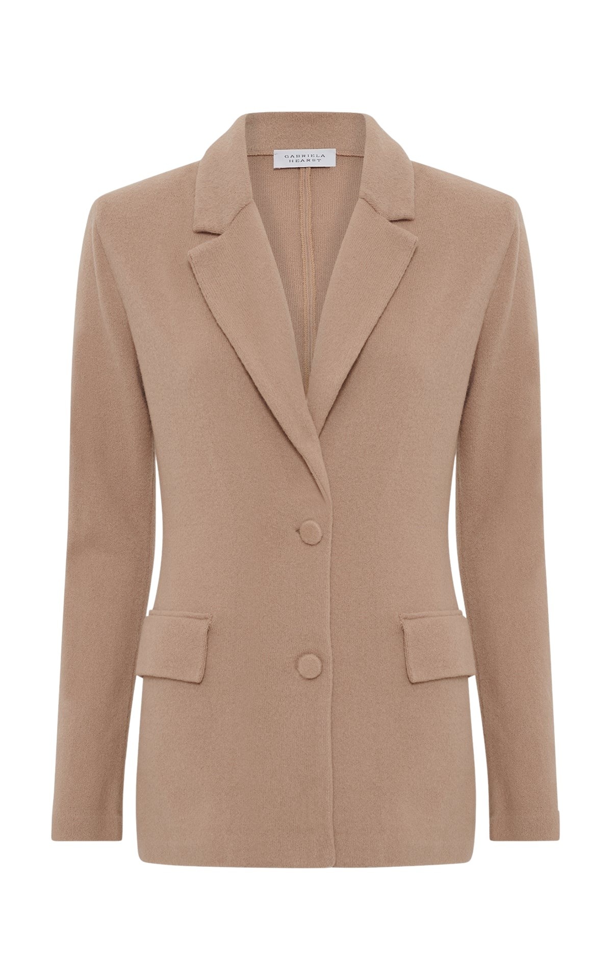 Gabriela Hearst Zander Knit Jacket in Camel Brushed Cashmere