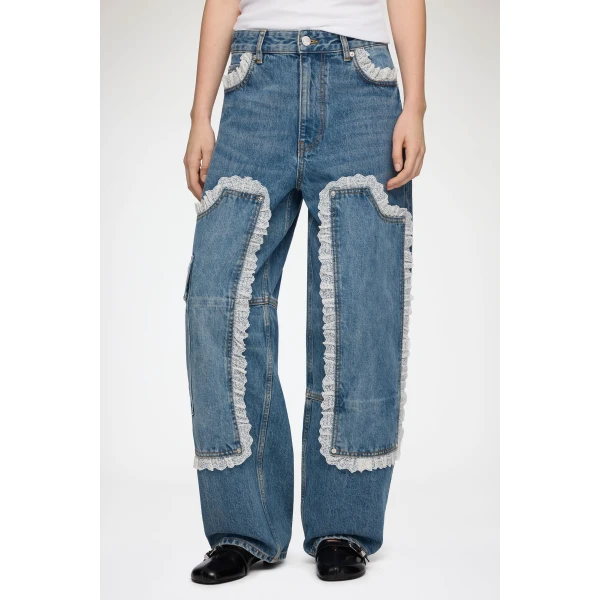 Audri Lace Jeans in Rigid Denim