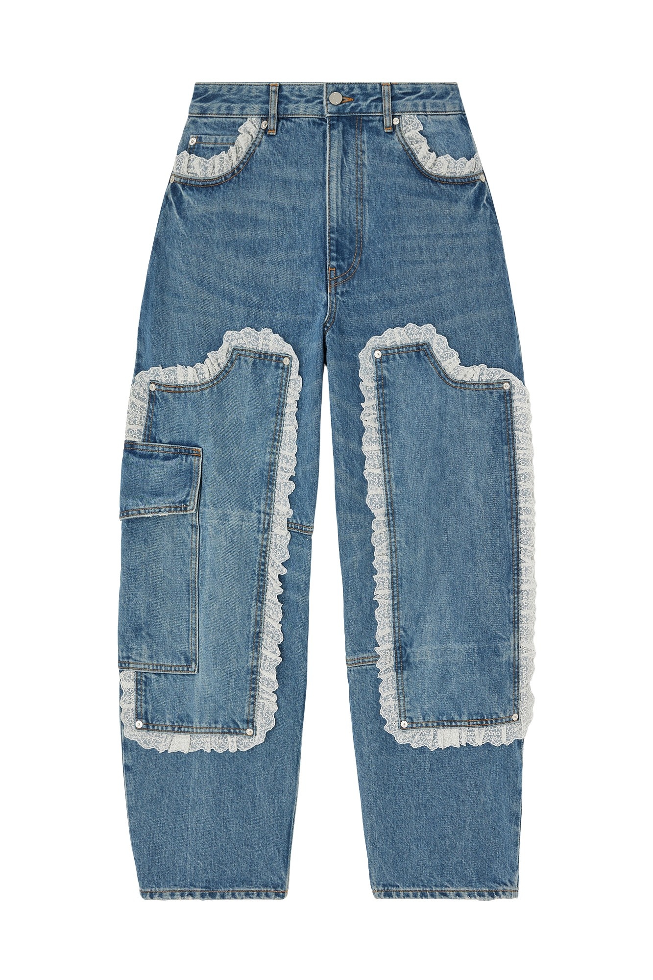 Ganni Audri Lace Jeans in Rigid Denim