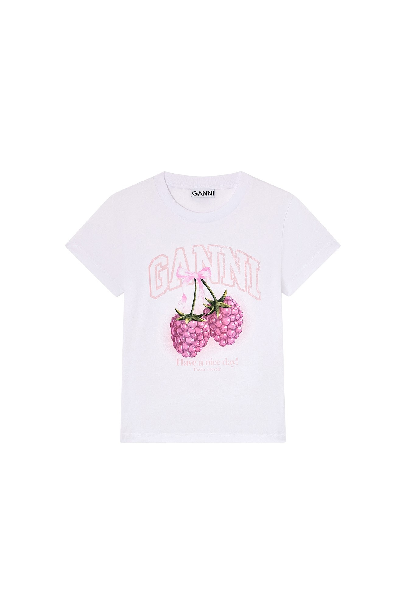 Ganni Baby Fit T-shirt with Raspberry Top