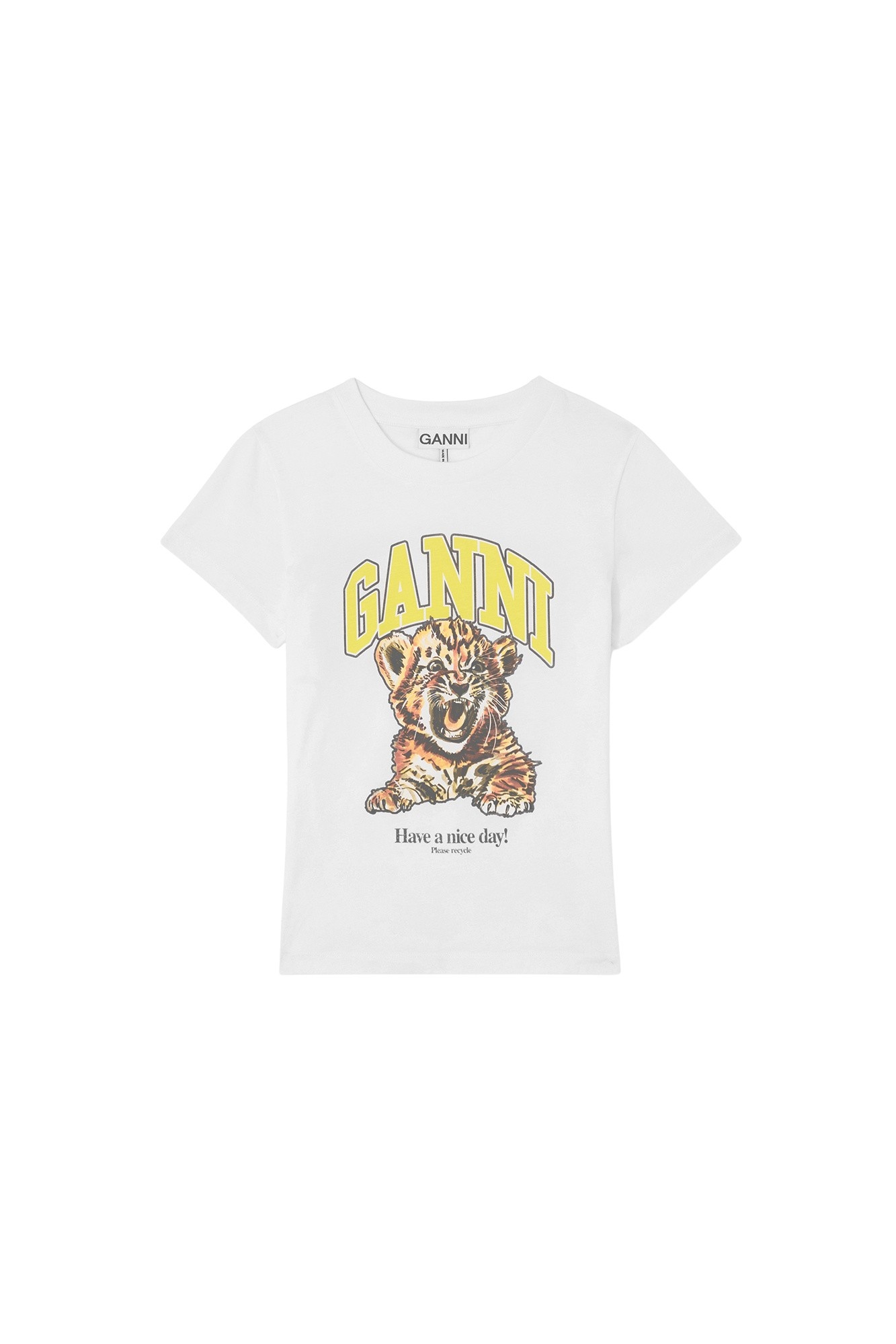 Ganni Baby Fit T-shirt with Tiger Top