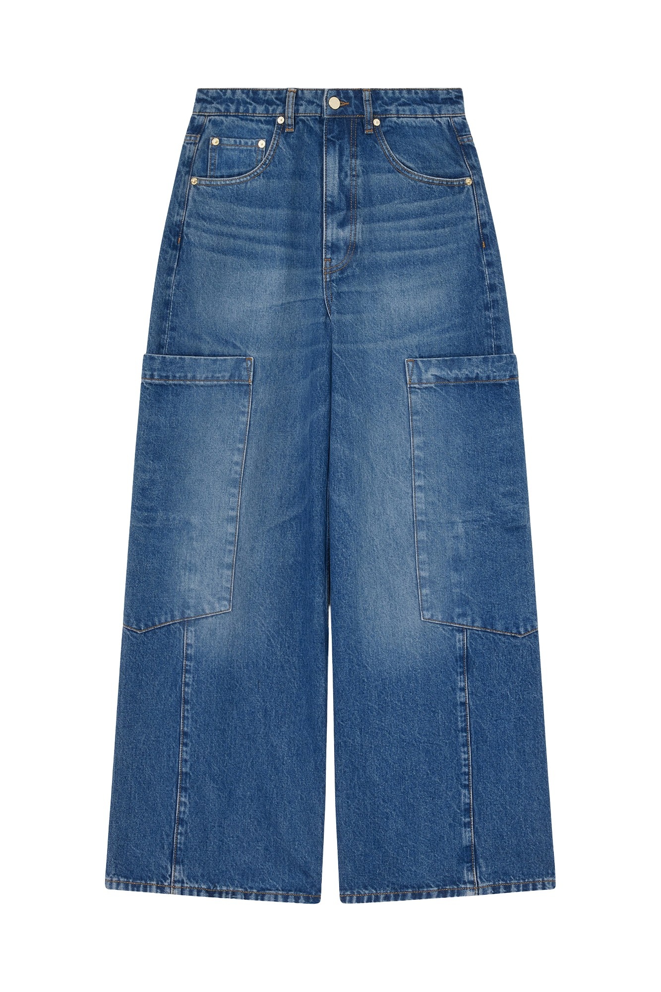Ganni Baggy Cargo Jeans in Rigid Denim
