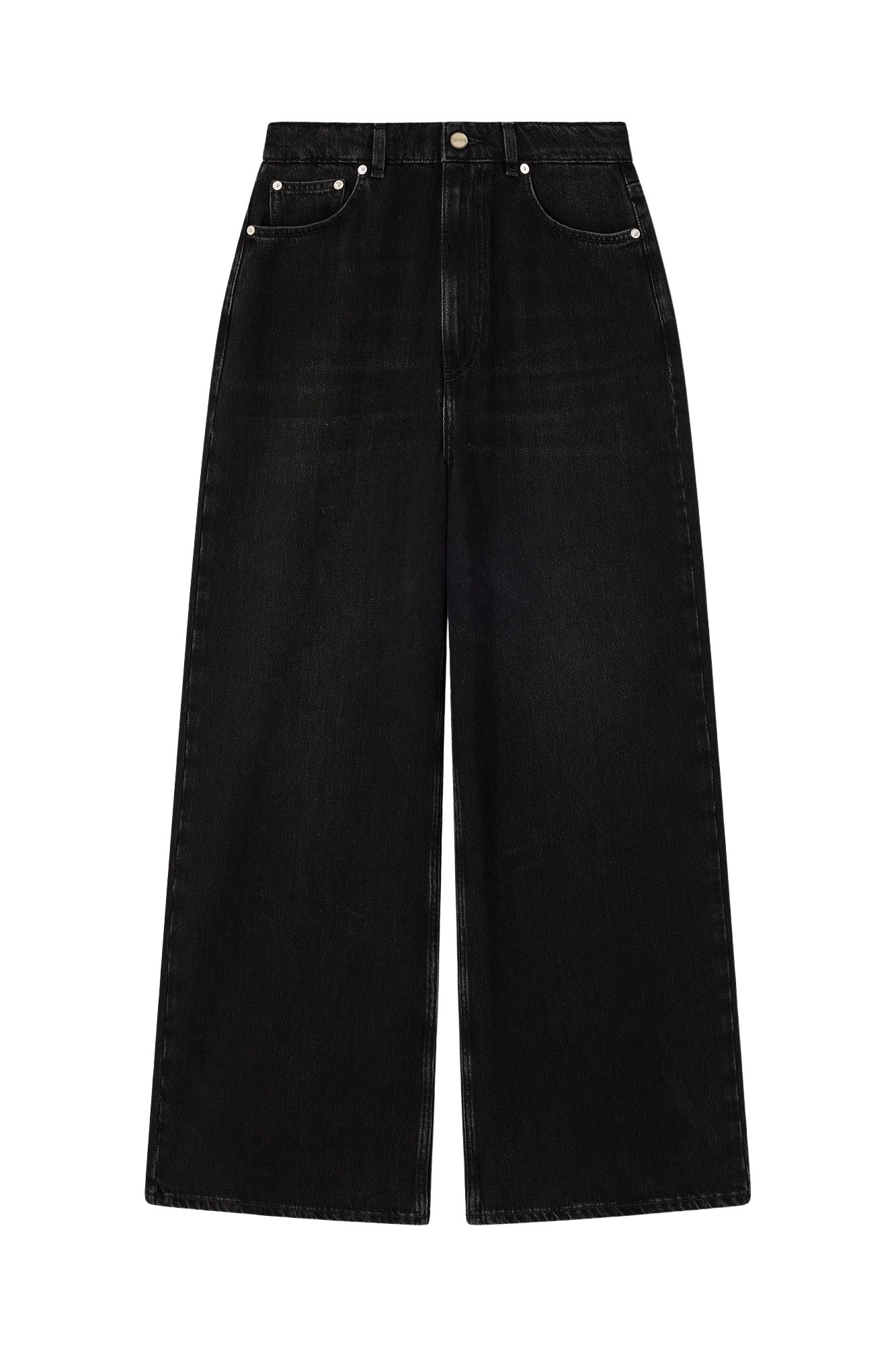 Ganni Baggy Jeans in Black Washed Denim