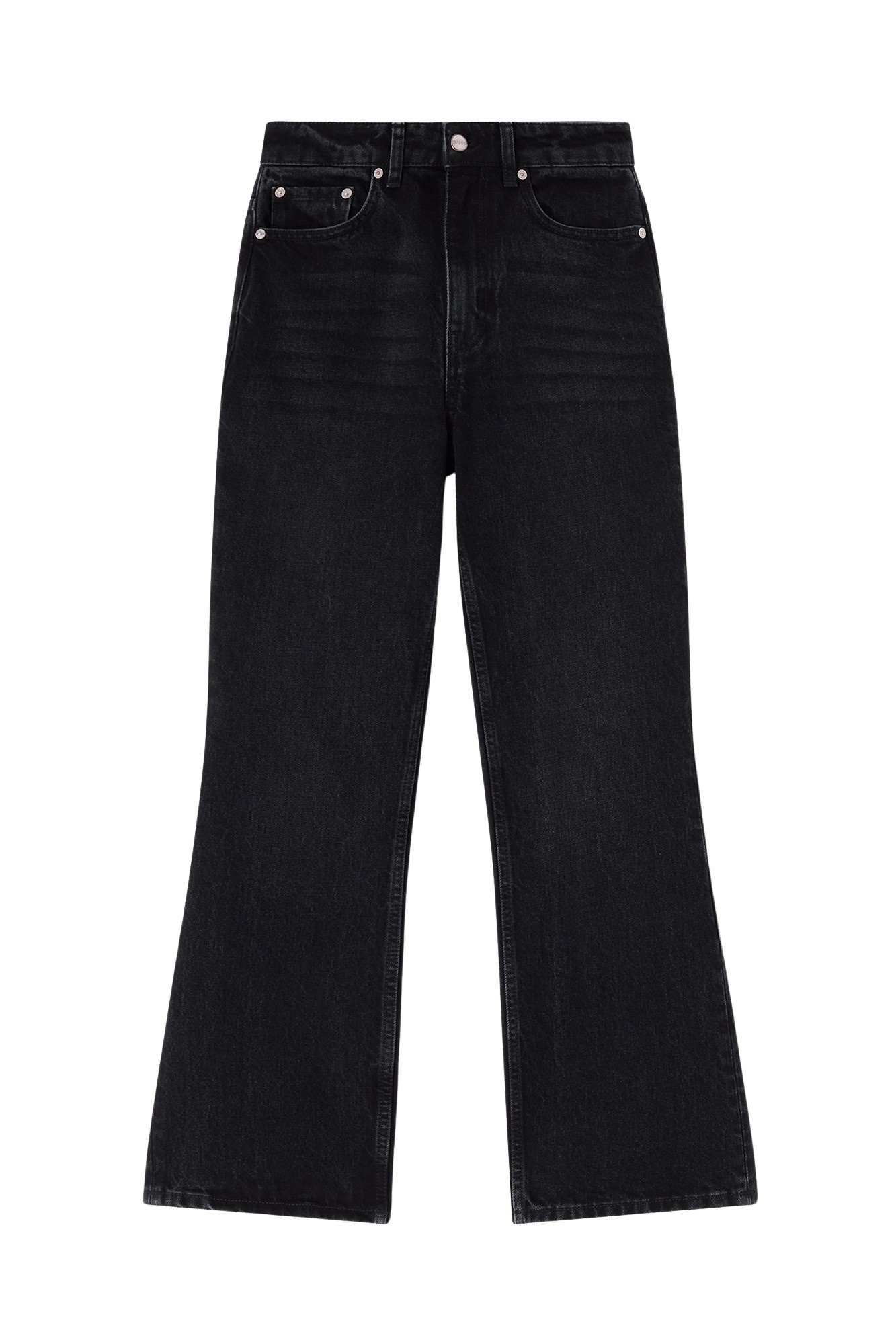 Ganni Betzy Cropped Jeans in Black Rigid Denim