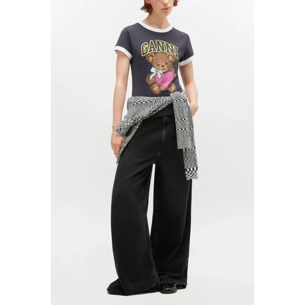 Black Cropped Teddy T-shirt