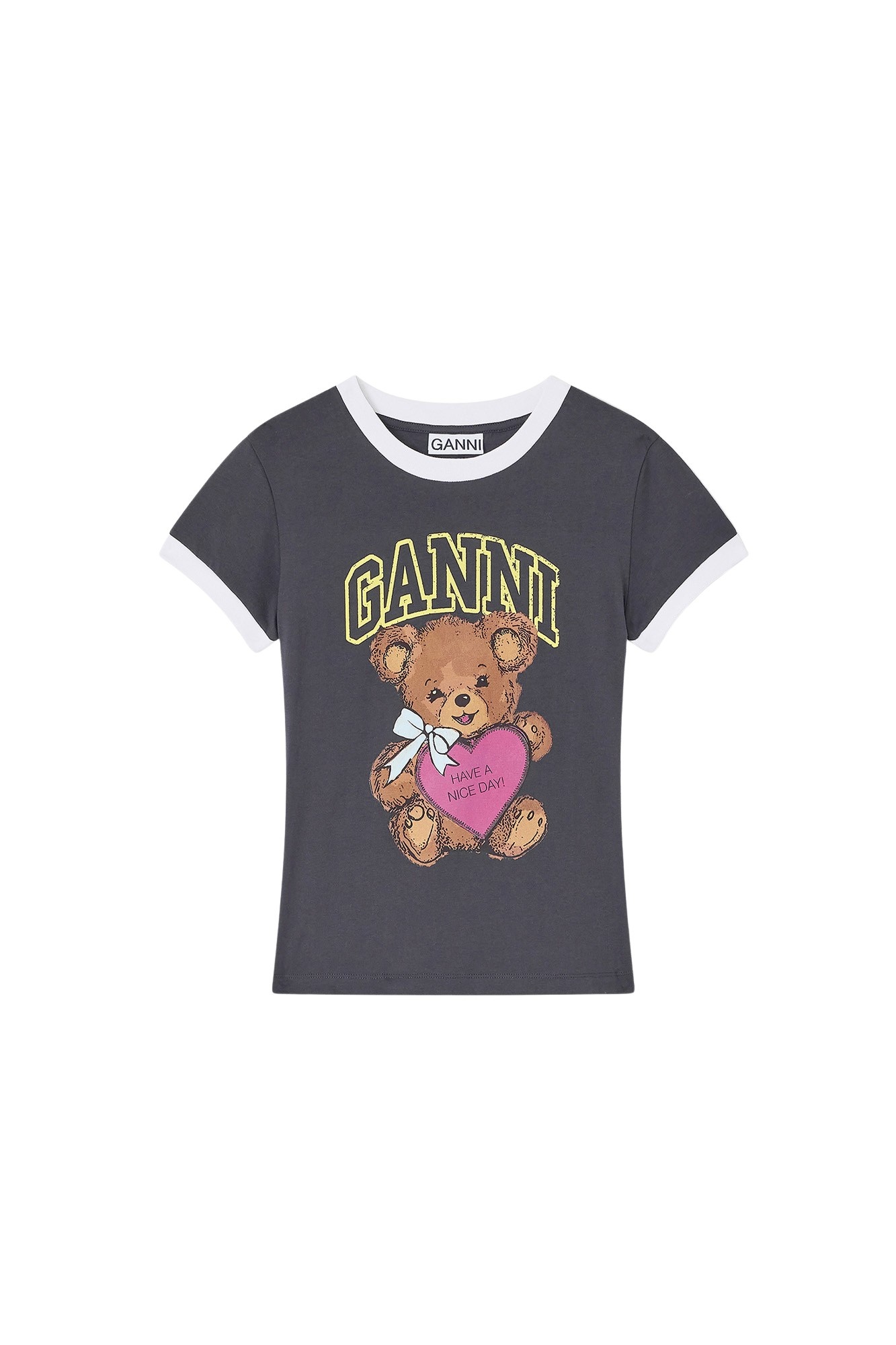 Ganni Black Cropped Teddy T-shirt Top