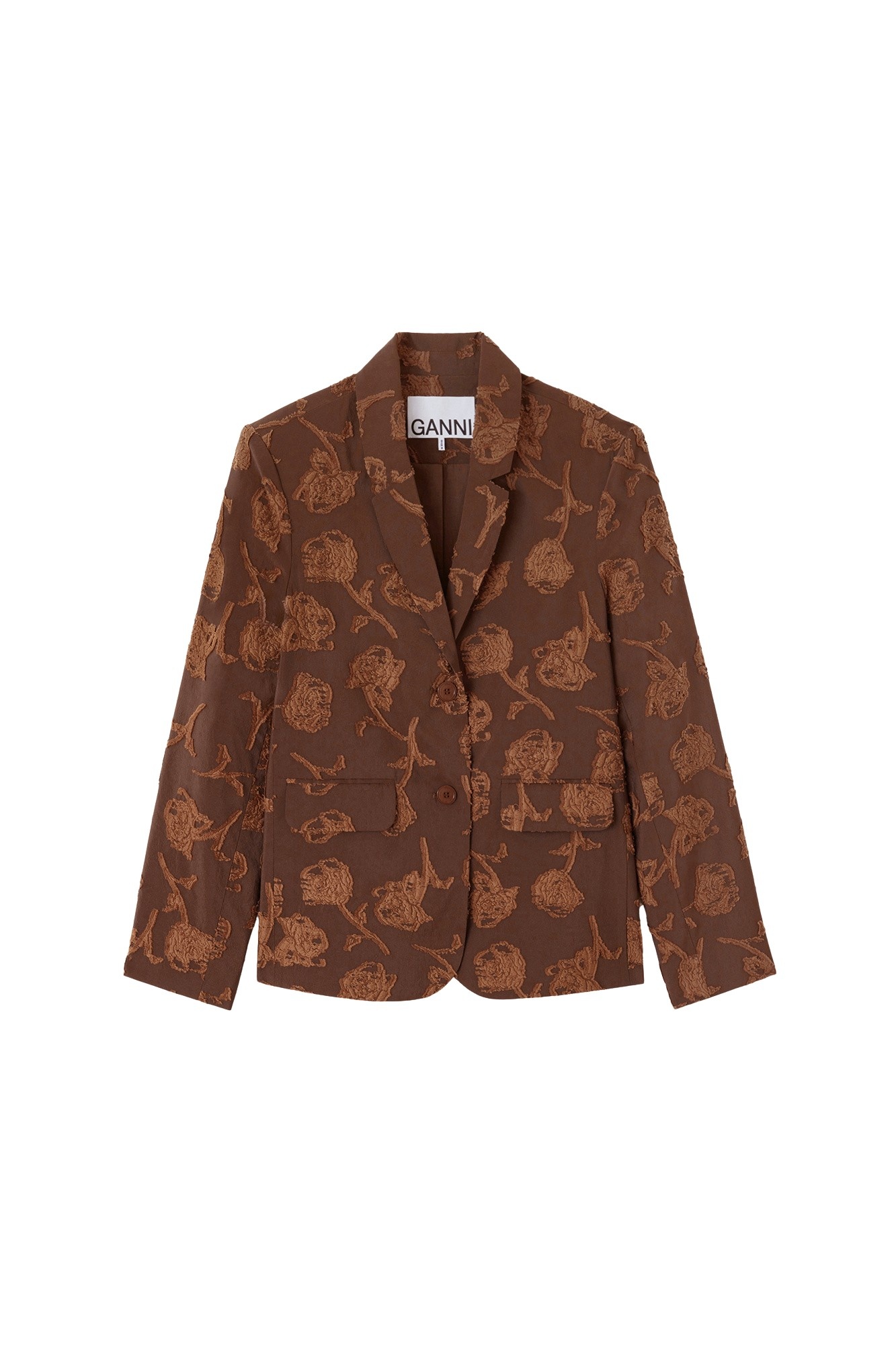 Ganni Blazer in Brown Fil Coupe