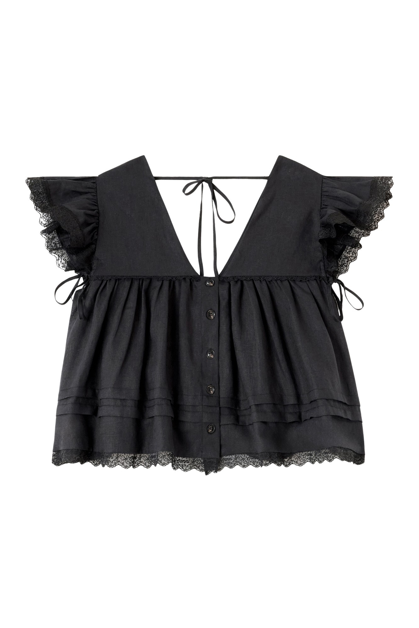 Ganni Blouse in Black Linen