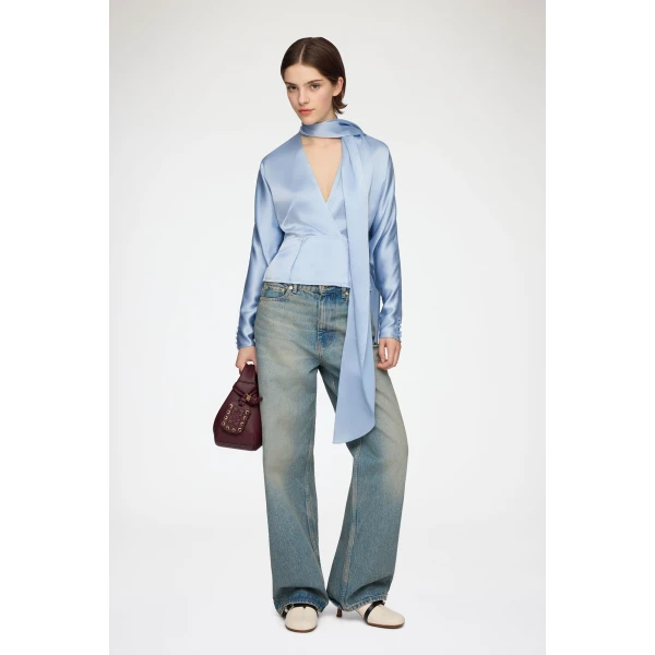 Blouse in Blue Satin