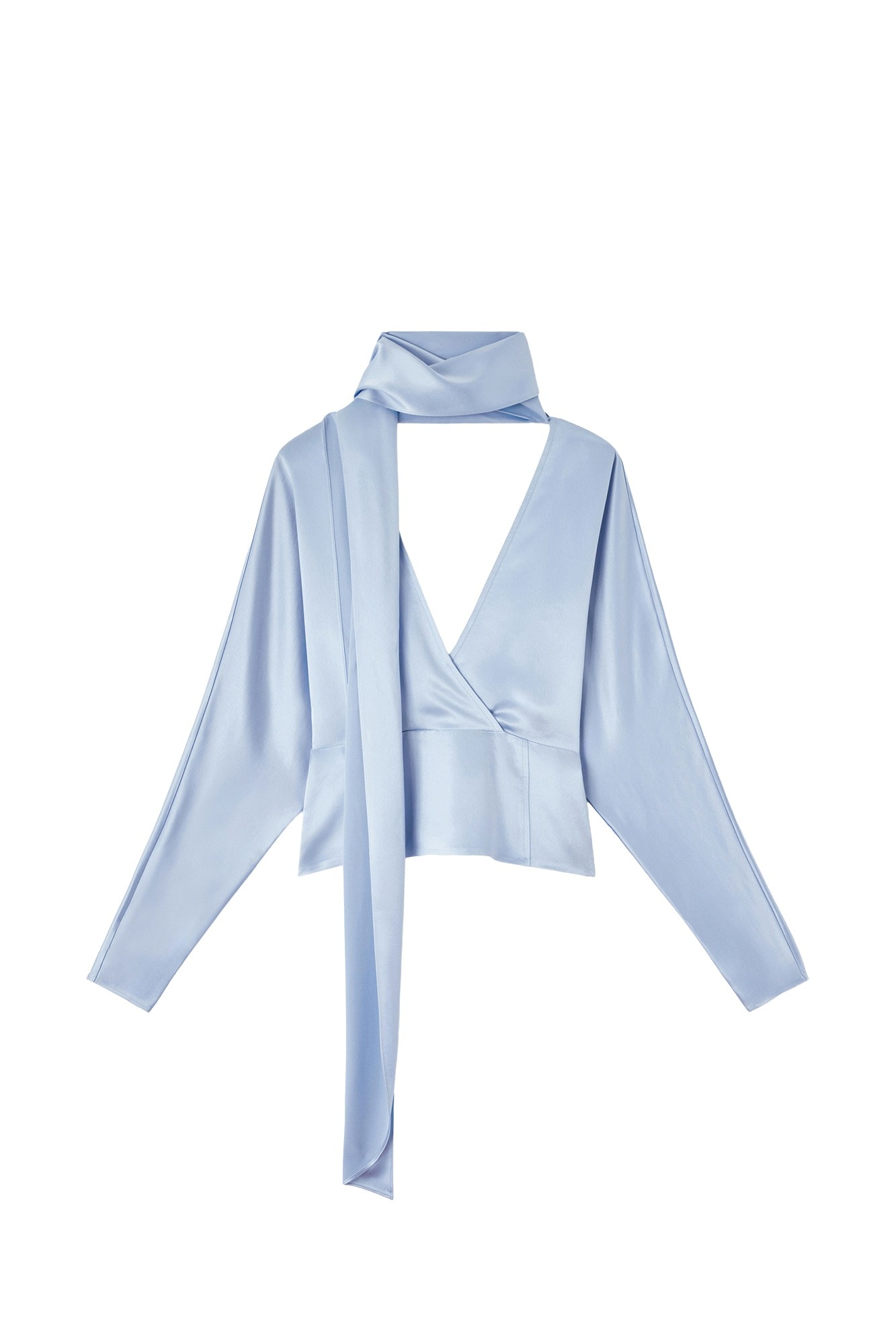 Ganni Blouse in Blue Satin
